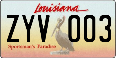 LA license plate ZYV003