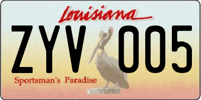 LA license plate ZYV005