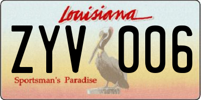 LA license plate ZYV006