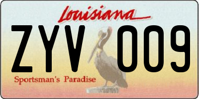 LA license plate ZYV009