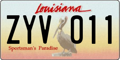 LA license plate ZYV011