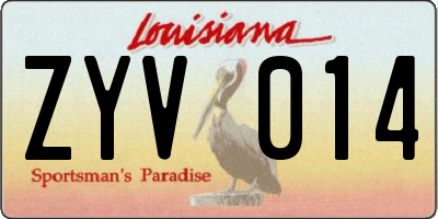 LA license plate ZYV014