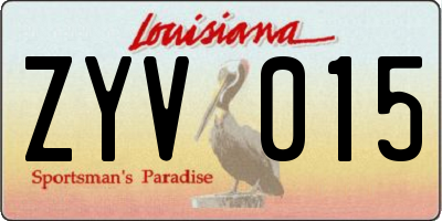 LA license plate ZYV015