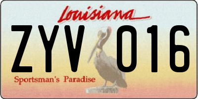 LA license plate ZYV016