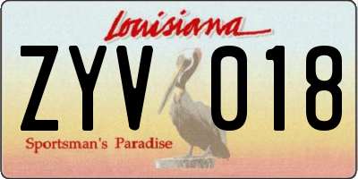 LA license plate ZYV018