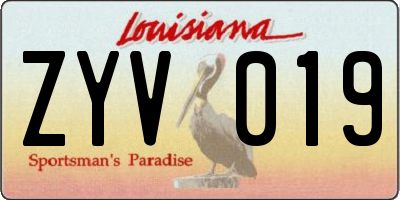 LA license plate ZYV019