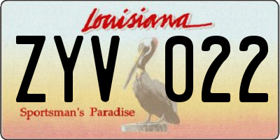 LA license plate ZYV022