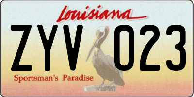 LA license plate ZYV023