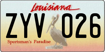 LA license plate ZYV026