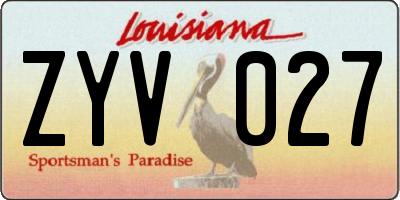 LA license plate ZYV027