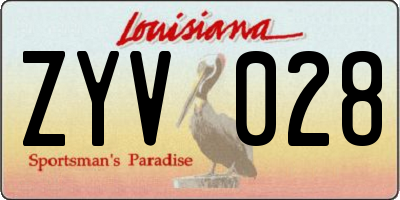 LA license plate ZYV028