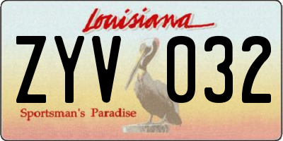 LA license plate ZYV032