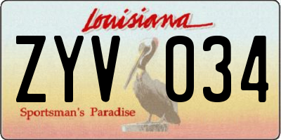 LA license plate ZYV034