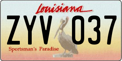 LA license plate ZYV037