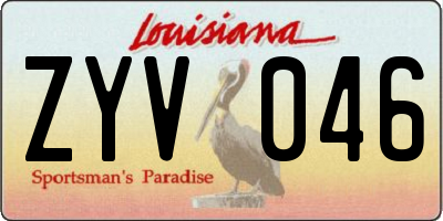 LA license plate ZYV046