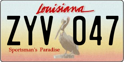 LA license plate ZYV047