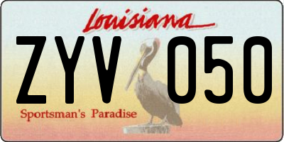 LA license plate ZYV050