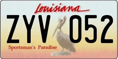 LA license plate ZYV052