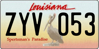 LA license plate ZYV053