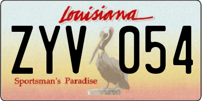 LA license plate ZYV054