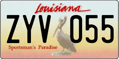 LA license plate ZYV055