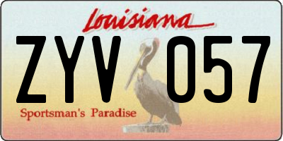LA license plate ZYV057