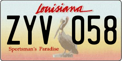 LA license plate ZYV058
