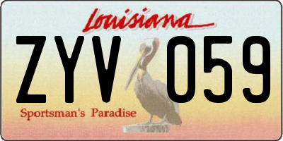 LA license plate ZYV059