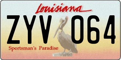 LA license plate ZYV064