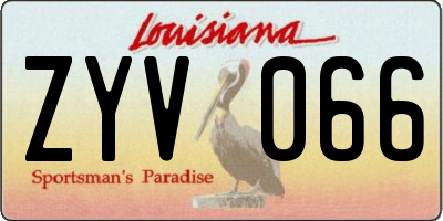 LA license plate ZYV066
