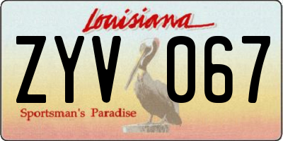 LA license plate ZYV067