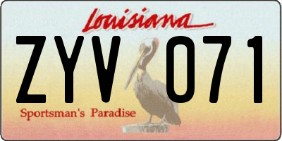 LA license plate ZYV071