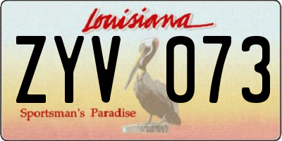 LA license plate ZYV073