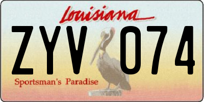 LA license plate ZYV074