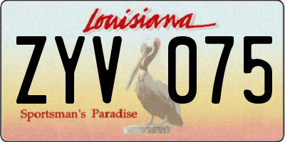 LA license plate ZYV075