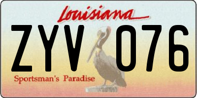 LA license plate ZYV076