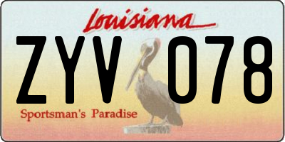 LA license plate ZYV078