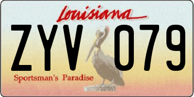 LA license plate ZYV079
