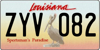 LA license plate ZYV082