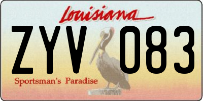 LA license plate ZYV083
