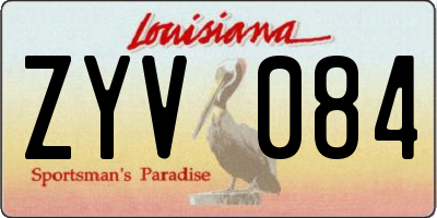 LA license plate ZYV084