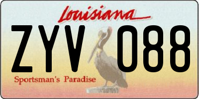 LA license plate ZYV088