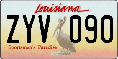 LA license plate ZYV090