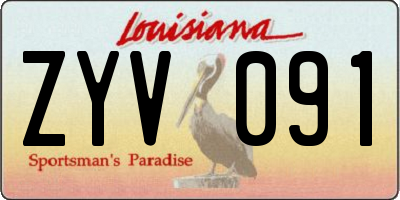 LA license plate ZYV091