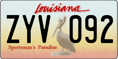 LA license plate ZYV092
