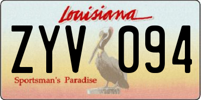 LA license plate ZYV094