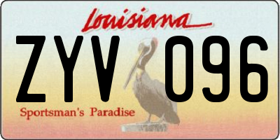 LA license plate ZYV096