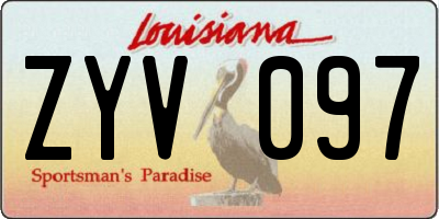 LA license plate ZYV097