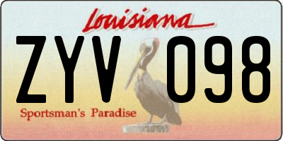 LA license plate ZYV098