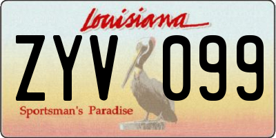 LA license plate ZYV099